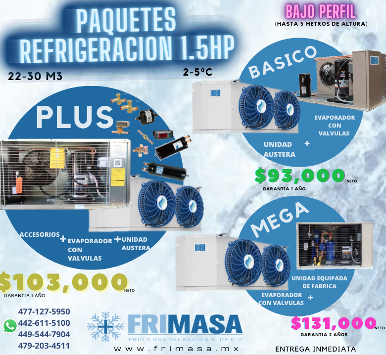 PAQUETES REFRIGERACION 1.5HP BAJO PERFIL